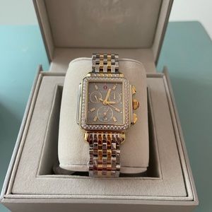 New Michele Deco Two-Tone Diamond Stainless Steel Ladies Watch MWW06A000785